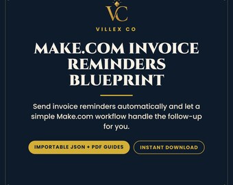 Make.com Automated Invoice Reminders Blueprint, Importable Template Plus Setup Guide, Accounts Receivable, Small Business