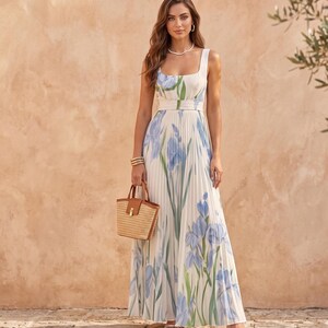 blue and white summer maxi dress Sail to Sable Flutter Sleeve Eyelet Midi Dress