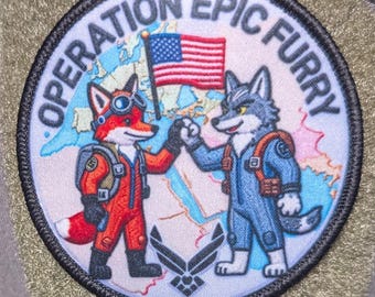 Operation Epic Furry Morale Patch – Fox Wolf Pilot Badge (Velcro Backed)