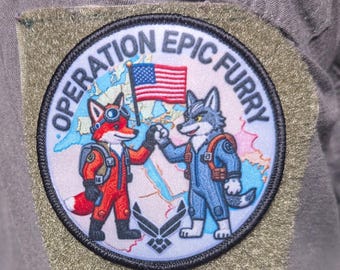 Parche moral de la Operación Epic Furry – Insignia de piloto Fox Wolf (con cierre de velcro)