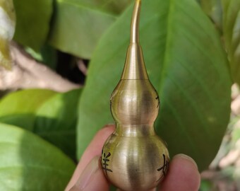 Mini colgante de calabaza de la suerte de cobre para coche, adorno Feng Shui para la buena fortuna, pequeño amuleto colgante para el espejo retrovisor.