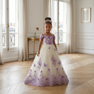 white christmas dresses SOLD! Cream/Lavender Floral Sequin Dress – RC Caylan Atelier main image 1