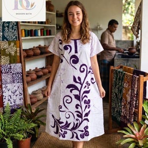 block batik dress design Blue Batik Pintuck Work Handblocked Cotton Dresses for Women |S to 6XL Darzaania