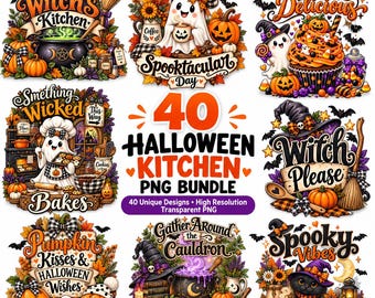 Halloween PNG Bundle, Kitchen Witch, Spooky Sublimation, Fall Clipart, Ghost Designs, Cricut Silhouette