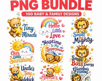 Baby PNG Bundle, 100 Watercolor Milestone, Family and First Birthday Sublimation Designs