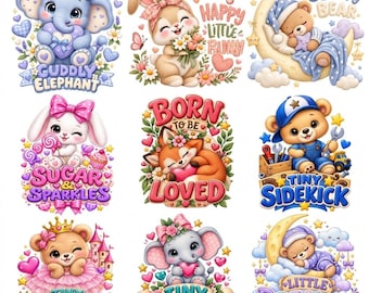 30 Baby PNG Bundle - Animal Clipart - Nursery Sublimation Designs - Kids Shirt Graphics