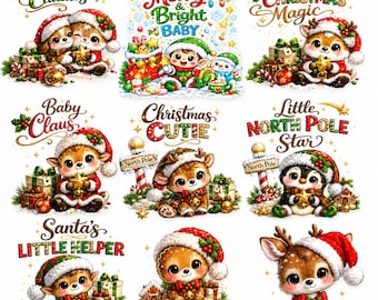 Christmas PNG Bundle | Baby Animal Clipart | Sublimation Files | 300 DPI | Instant Download