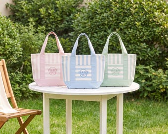 Mini borsa tote di Trader Joe's, borsa in tela a righe, borse per la spesa, borsette regalo, borsetta