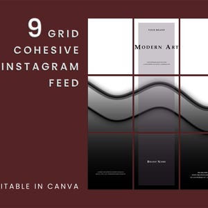 A Cohesive 9-Feed Instagram Templates Canva, Editable Social Media Templates, Branding for Business
