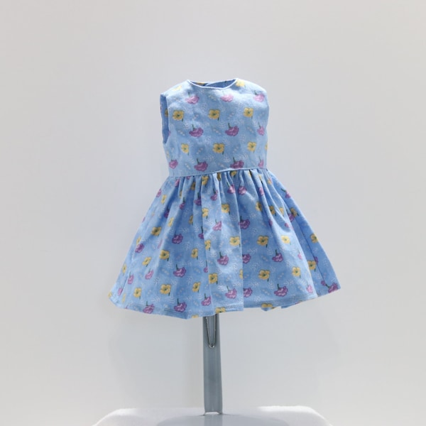 18-inch Blue Floral Cotton Dress