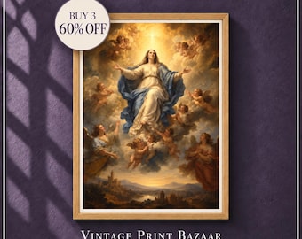 Catholic Baroque Assumption of Mary | Cherubs Art Print Download
