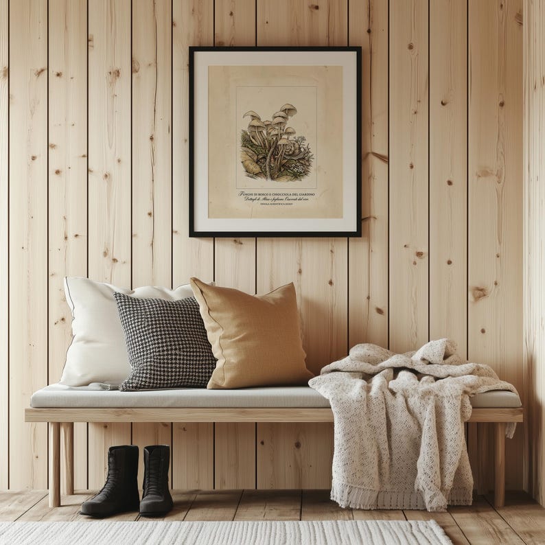 Earthy mushroom printable poster for gallery wall — perfectly captures vintage botanical illustrations with intricate details.