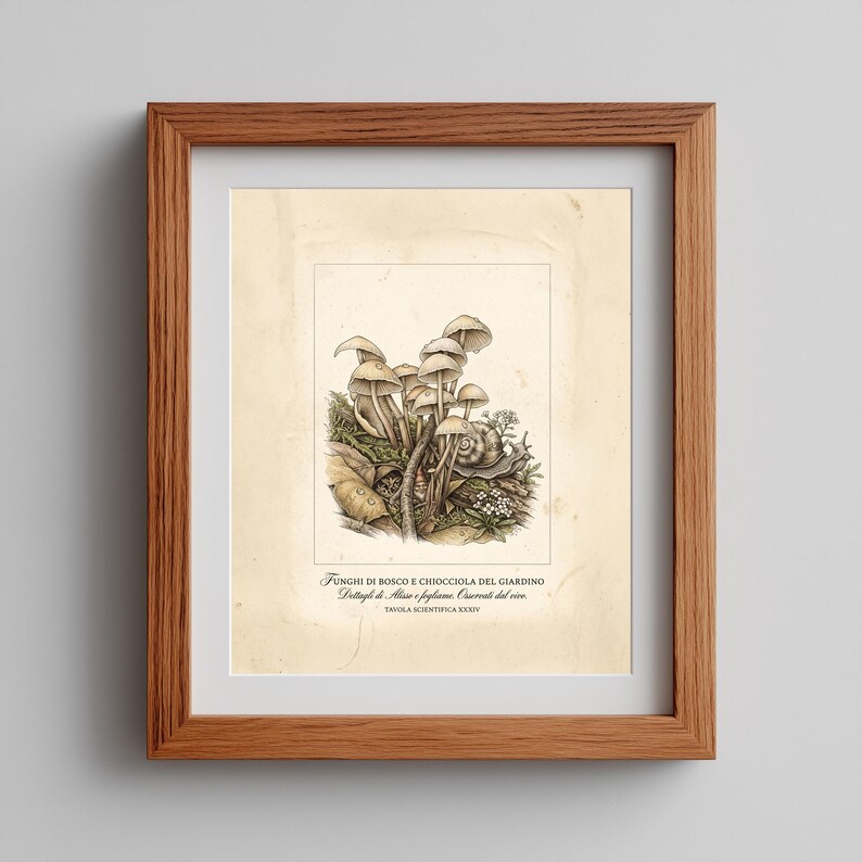 Enchanting mushroom picture for personal library — soft watercolor washes and intricate illustrations encapsulating rustic vibes.