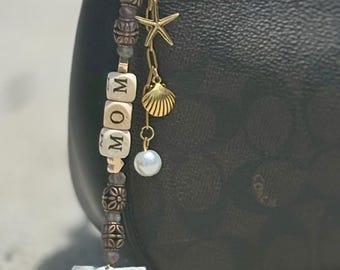 Personalized Scallop Shell Purse Charm – Beach Bag Accessory, Ocean Jewelry, Coastal Gift