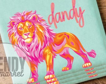 Dandy Lion PNG, design di animali retrò colorati (download digitale)