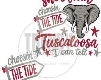 Squadre personalizzate disponibili! She’s From Tuscaloosa I Can Tell png / Design della maglietta anteriore e posteriore ispirato a The Tide / Giorno della partita png / Southern