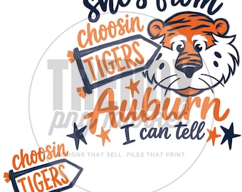 ¡CIUDADES y MASCOTAS PERSONALIZADAS disponibles! Ella es de Auburn, puedo decirlo png / Diseño de camiseta frontal y trasera inspirado en los Tigres / Día de juego de Auburn png /