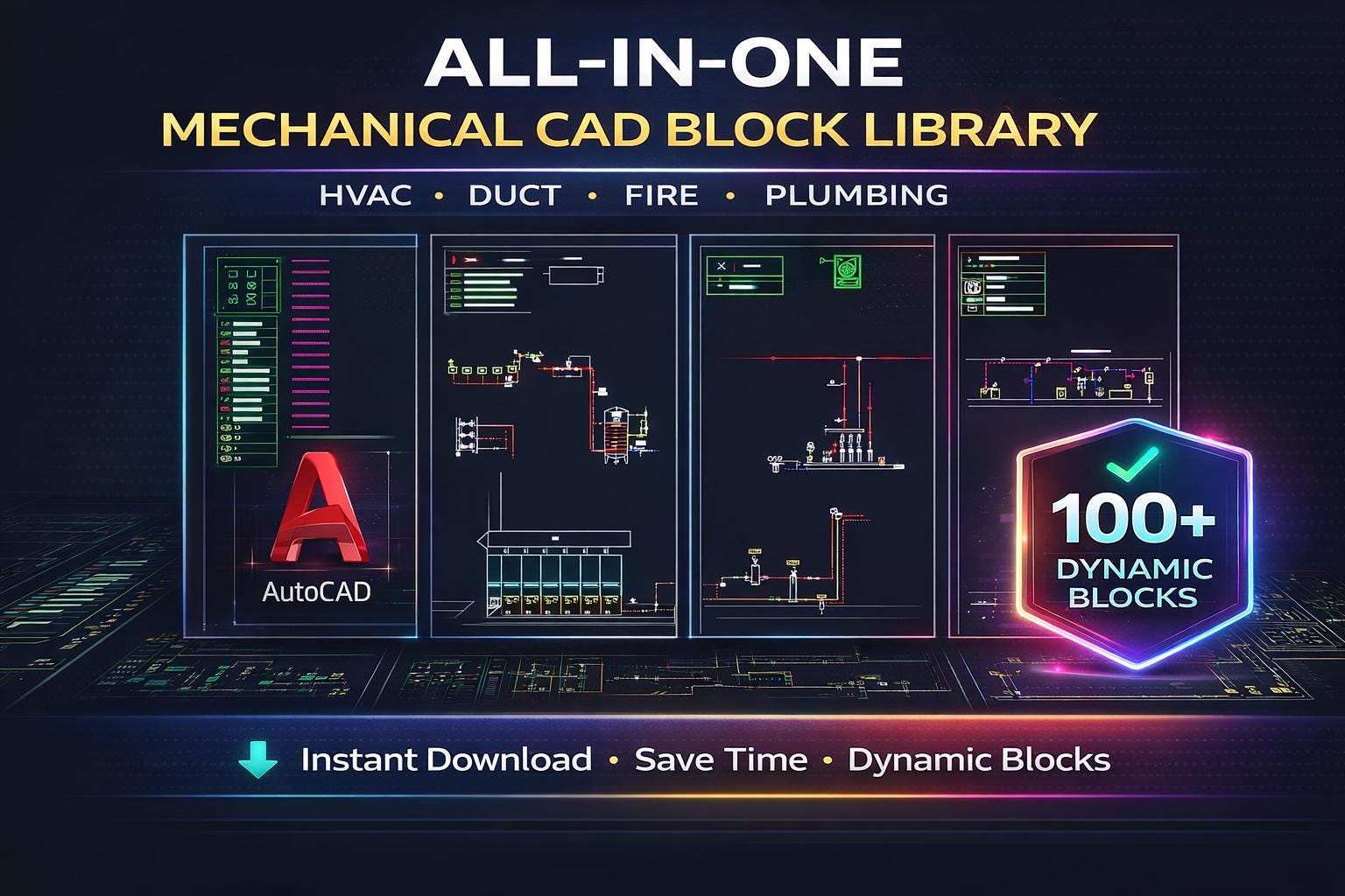 Autocad Mechanical Dynamic Block Library | HVAC, Duct, Fire & Plumbing ...
