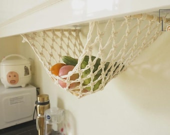 The Original Macrame Fruit Hammock, Under Cabinet Fruit Holder, Fruit Hanger, Kitchen Organiser, Fruit and Veggie Hammock, Boho Decor