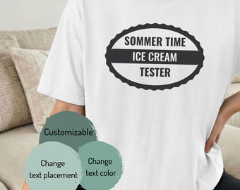 Sommer Time Ice Cream Tester T-Shirt | Retro Badge Ice Cream Tee, Food Lover, Fun Fake Profession