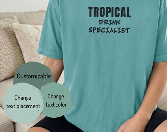 Tropical Drink Specialist T-Shirt | Summer Vacation Beverage Tee, Pool And Beach Shirt
