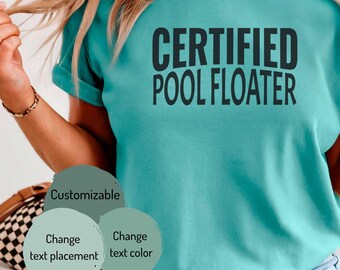 Certified Pool Floater T-Shirt | Pool Swim Summer Tee, Fun Fake Profession