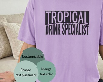 Tropical Drink Specialist T-shirt | Tropical Cocktail Text Tee, Drinking Vacation