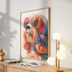 Cavapoo Pop Art Poster – Colourful Sunglasses Dog Illustration in Modern Decorative Style