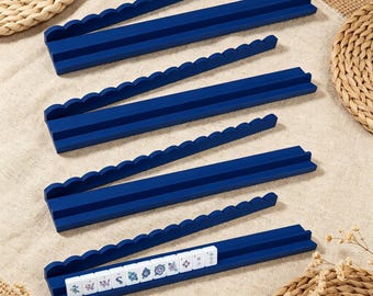 Customized mahjong set Cute Scalloped Mahjong Racks | Pastel Wooden Tile Holders | Colorful Modern Mahjong Accessories | Fun Game Night Set
