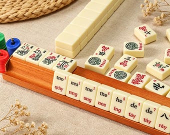 Mahjongset op maat Racks & Pushers | 47 cm multifunctionele mahjonglinialen modern elegant mahjong-spelavondcadeau