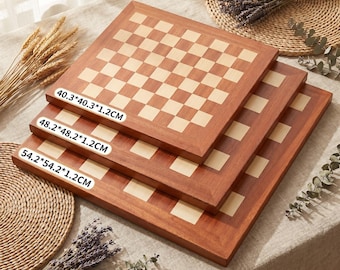 Alleen premium houten schaakbord | Plat klassiek houten schaakbord | Groot schaakbord 3 maten | Salontafeldecoratie | Cadeau voor hem Schaakliefhebber