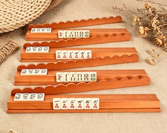 Gepersonaliseerd houten mahjong-tegelrek,aangepast mahjong-houder,afneembaar mahjong-rek voor tegelschips,draagbaar mahjong-spelaccessoirecadeau