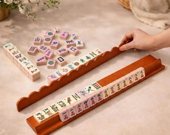 Mahjongset op maat |  Rekken en duwers | 47 cm multifunctionele mahjonglinialen modern elegant mahjong-spelavondcadeau