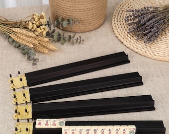 Gepersonaliseerde houten mahjongrekken met stekertjes en bloemen Amerikaanse mahjongset | Op maat gegraveerde duwers van 18 inch | Luxe Majong-spelcadeau