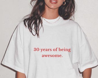 Cadeau voor 30 verjaardagsfeestje, 30 jaar jubileumgeschenk, runder verjaardagsfeestje 30 jaar, statement shirt, shirt jaren dertig