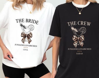 JGA-shirt met persoonlijke naam, naam datum, Junggesellinnenabschied-shirt Team Braut, shirt bruidsteam, Brautjungfer-outfit