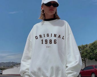 Original 1986 Geburtstags Sweatshirt, benutzerdefinierte Geburtstagsgeschenk für Frauen, Bestie Geschenk für Freundin, 1986 Sweatshirt