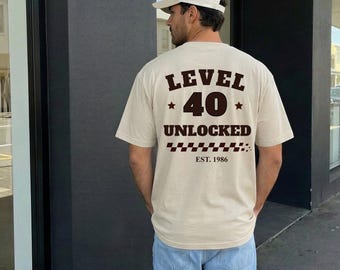 Geschenk 40. Geburtstag Mann, Level 40 ontgrendeld shirt, Jahrgang 1986 T-shirt, Herren Geburtstag Geschenk, Geschenk Mann 40 Jahre