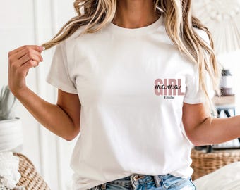 Girl mom Shirt personalisiert mit Namen, Girls Mama Shirt, T-Shirt Mama, Mom Shirt, Geschenk für Mütter, New mom Era Shirt, Mama Geschenk