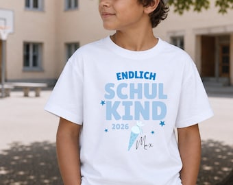 Schulkind 2026 Shirt Jungen | Einschulung T-Shirt mit Name | Geschenk Schulanfang 2026 Schulkind Shirt für Jungen| Kinder T Shirt