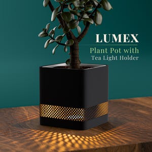 Plant Pot Lantern, Cube Planter with LED Tea Light | Removable Insert