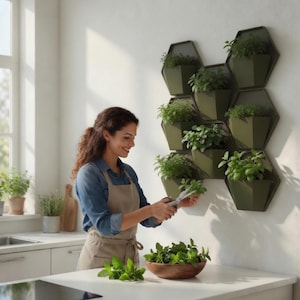 Wall Planter, Geometric Hexagon Design | Indoor Herb Garden