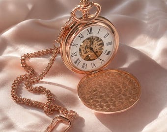 Montre de poche personnalisée pour papa, montre de poche en or rose gravée, cadeau de fête des pères, montre personnalisée pour mari, cadeau de grand-père
