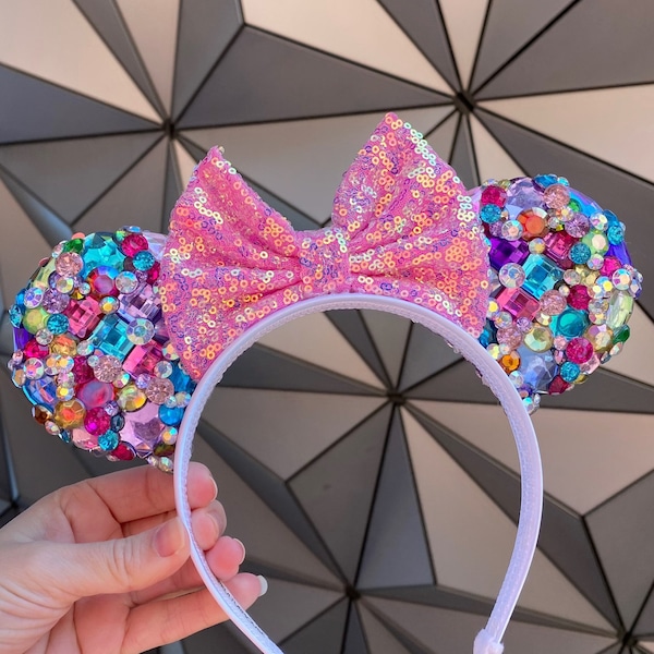 Colorful Crystal Colorful Mouse Ears Diamond Headband | Rainbow Multicolor