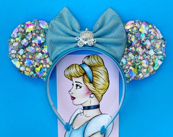 Chausson de verre Cendrillon inspiré cristal princesse oreilles de souris bandeau Disney Diamond Anniversary