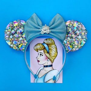 Cinderella Glass Slipper inspired Crystal Princess Mouse Ears Headband Disney Diamond Anniversary