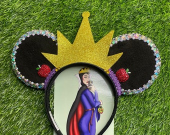 Evil Queen inspired Mouse Ears | Snow White inspired Villain | Mickey’s Not So Scary Halloween Costume | Rhinestone Sequin Glitter