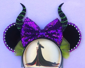 Maleficent inspired Mouse Ears | Sleeping Beauty inspired Villain | Mickey’s Not So Scary Halloween Costume | Rhinestone Sequin Glitter