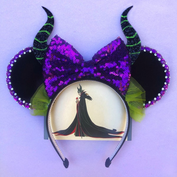 Maleficent inspired Mouse Ears | Sleeping Beauty inspired Villain | Mickey’s Not So Scary Halloween Costume | Rhinestone Sequin Glitter