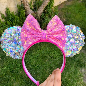 Pink Crystal Princess Mouse Ears Crown Headband Disney Diamond Anniversary Aurora Sleeping Beauty